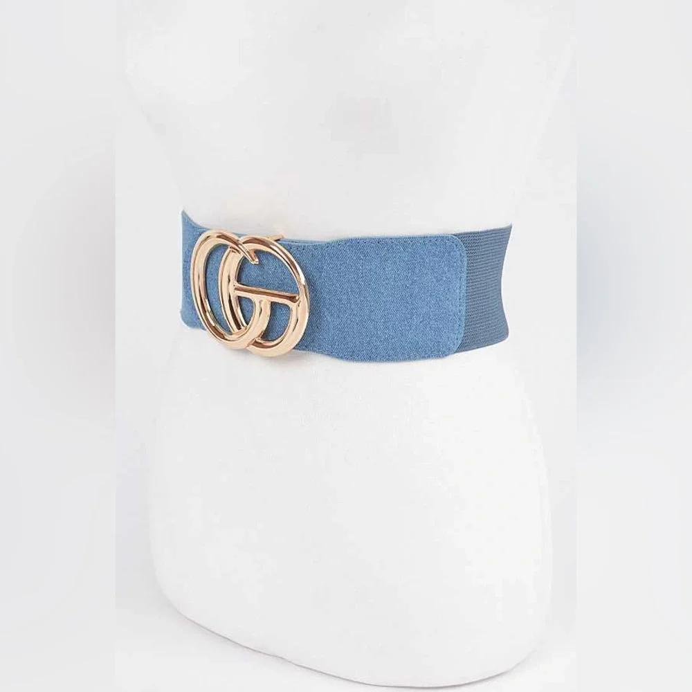 Blue Denim Jean Logo Statement Belt